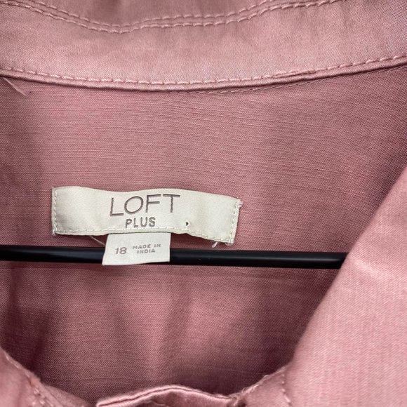 LOFT Plus Peplum Utility Jacket Pockets ¾ Sleeves 100% Cotton Size 18 - Picture 6 of 11